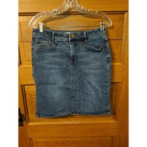 J Jill Jean Skirt Size 4 Denim Smooth Fit Skirt Stretch Modest Pocket - £15.73 GBP