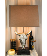 26&quot; Southwest Vintage Rustic Floral Scroll Steer Bison Skull Table Lamp ... - $153.09 CAD