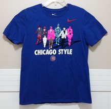 NIKE Sz M Cubs T Shirt Rare Chicago Style Royal Cubbie Blue T Shirt MLB Baseball - £15.05 GBP