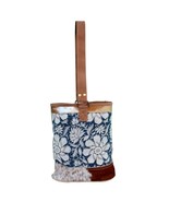 Blue Flower Double Wine Bag With Cowhide and Leather Trim - $60.93 CAD