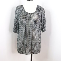 The Limited Women&#39;s XL Sheer Nylon Mesh-Knit Geometric Stretch Blouse Top - £10.22 GBP