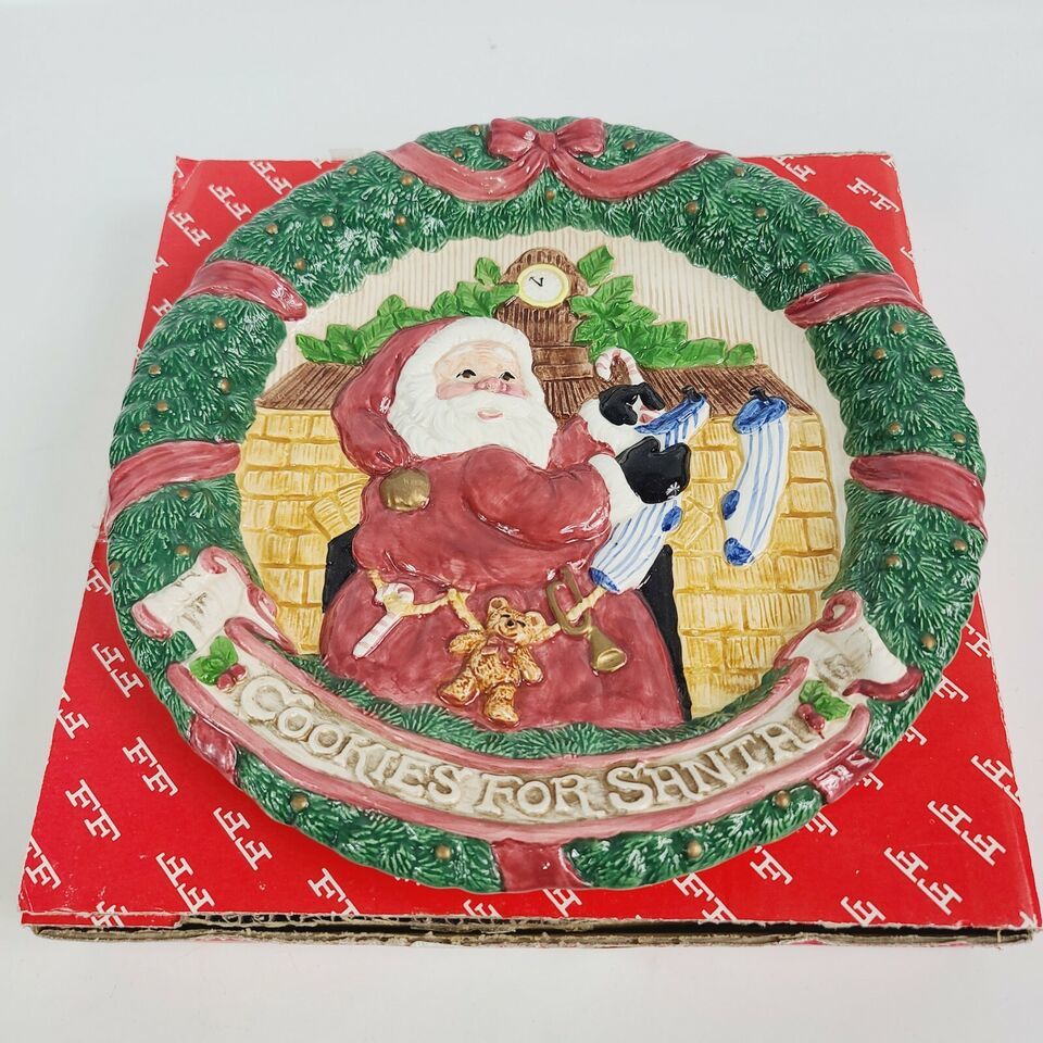 FITZ AND FLOYD CHRISTMAS PLATE "COOKIES FOR SANTA" 1993 NIGHT BEFORE CHRISTMAS - $23.38