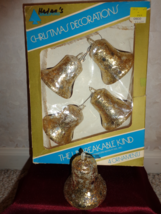 Four Vintage Gold Bell Shaped Christmas Ornaments-1960’s USA (#2661) - £16.58 GBP