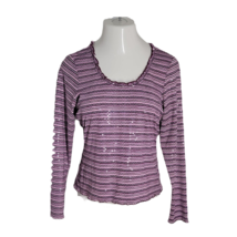 I.N.C Classy Shirt Blouse ~ Sz L ~ Purple &amp; Pink ~ Long Sleeve  - $17.09