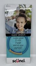 Scunci 1 Piece Super Stretch Hair Or Wrist Elastic Blue With Gold Embell... - $6.92