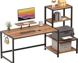 Computer Desk 58 Inch With Storage Printer Shelf Reversible Home Office ... - $240.99