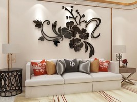 Wall Stickers 3D Flower Mirror - Family Wall Decals Living Room Wall Decor Mirro - £23.32 GBP