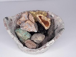 Pre Columbian Terracotta Treasure Bowl Gem and fossil filled - £630.20 GBP