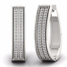 S925 Sterling Silver 0.25Ct Diamond  Double Row Hoop Earrings - £150.49 GBP