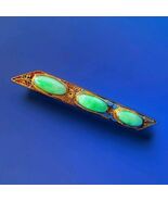 Earth mined Jade Antique Deco Brooch Victorian Filigree Solid 14k Gold B... - $3,062.24 CAD