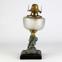 Bradley &amp; Hubbard Grape Harvest Figural Oil Lamp, Antique c1880s Cast Base 10.5&quot; - £95.09 GBP