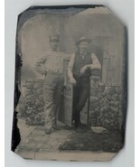 Antique tintype photograph from the late 1800s.This image features two m... - $29.99