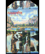vntg color litho linen POST CARD accordion-fold SCENIC GEMS OF YOSEMITE ... - £4.08 GBP