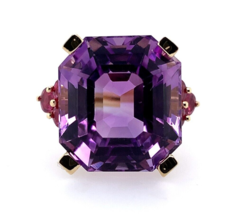 Authenticity Guarantee 
Large Asscher 20 Carat Genuine Natural Amethyst and R... - £1,657.41 GBP