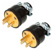 2 Pc 3-Prong Replacement Male Electrical Plug Heavy Duty Extension Cord ... - £14.38 GBP