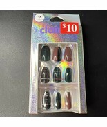 24pc Claire&#39;s Fake Press On Nails Glue On Vegan Plaid Print Green Brwn B... - $186.03 MXN