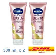 2 x Vaseline Healthy Bright Gluta-Hya Serum Burst Lotion Dewy Radiance 300 ml. - £37.95 GBP