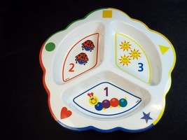 Divided 3 part heavier melamine plate dish 1-2-3 Baby Einstein by Playtex 8&quot; - £3.39 GBP