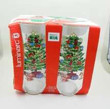 Luminarc Noel Glass Christmas Tree Star Tumblers Cooler 16 OZ Set of 4 - £19.97 GBP