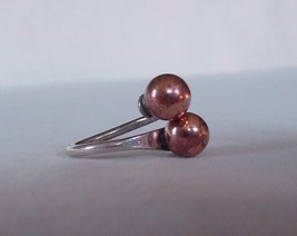 Vintage Silver Filled &amp; Copper Ball Wrap Ring - $14.95