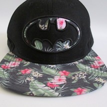 Batman Logo Baseball Cap Black Tropical Floral Print Snapback Hat - £19.37 GBP