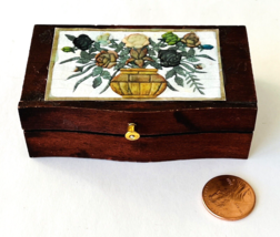 Miniature Dollhouse Chest with Hinged Top 1:12 Decoupage Design on Stained Wood - £19.44 GBP