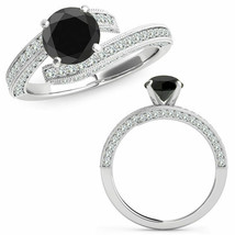 1.25Ct Black Enhanced Diamond Filigree Solitaire Wedding Ring 14K White Gold - £606.79 GBP