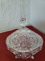 Brilliant Crystal Cut Glass Star Of David  Pinwheel 4 Footed Candy Dish ... - $31.75