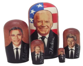 5pcs Russian Nesting Doll President Biden &amp; prior Democrat 10.8cm-
show origi... - £23.93 GBP