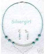 Turquoise Clear Quartz Collar Necklace and Earrings Set - £31.44 GBP