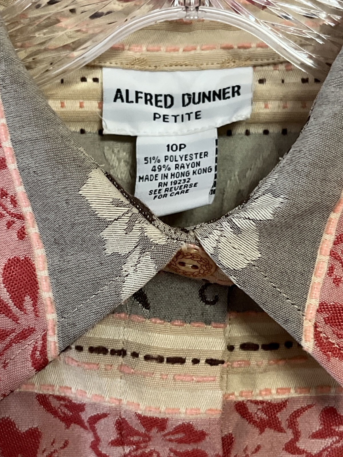 Alfred Dunner Petite 10P Button Front Long Sleeve Shirt Striped Floral Pattern V Item image 2