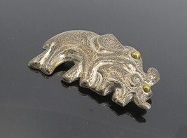 MEXICO 925 Sterling Silver - Vintage Mom &amp; Baby Elephants Brooch Pin - BP3049 - £50.23 GBP