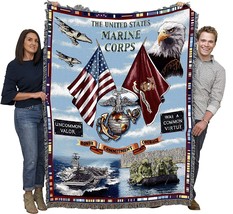 US Marine Corps - Land Sea Air Blanket - Gift Military Tapestry Throw, 72x54 - £62.26 GBP