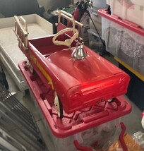 Vintage Pedal Fire Truck Ride On Car Metal Firefighter Toy 42” Red image 5