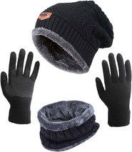 HINDAWI Winter Hat Scarf Gloves Slouchy Beanie Snow Knit Skull Cap Touch Screen - £36.18 GBP