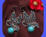 Brand New Gorgeous Turquoise Sparkle Rhinestone  Butterfly Earrings - $8.00