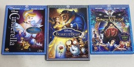 Disney Blu-Ray DVD LOT Cinderella, Snow White, Beauty And The Beast Diamond Ed - £9.20 GBP