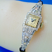 Earth mined Diamond ART Deco Ladies Watch Gatsby era Vintage Solid Plati... - $71,774.66 MXN
