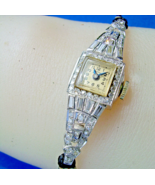 Earth mined Diamond ART Deco Ladies Watch Gatsby era Vintage Solid Plati... - $71,774.66 MXN