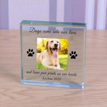 Dog Memorial Personalised Photo Engraved Glass Block Paperweight Dog Lov... - £11.73 GBP