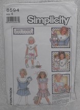 Simplicity Pattern 8594 Daisy Kingdom Dress with Detachable Collar Childs Size 4 - £5.49 GBP