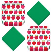 HOME &amp; HOOPLA Apple Party Supplies - Red Apple Variety Square Paper Dessert Plat - £11.50 GBP+