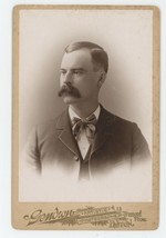 Antique Circa 1880s Cabinet Card Handsome Man With Thick Mustache Boston, MA - £9.63 GBP