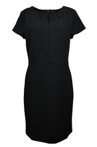 Banana Republic Womens Solid Black Pleated Neck Short Sleeve Dress Sz 4 2543-2 - £53.97 GBP