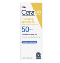 CeraVe Hydrating Mineral Sunscreen SPF 50 Face Lotion 2.5 fl oz - £18.87 GBP