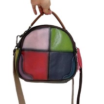 Full Leather Bag Women&#39;s Shoulder Bag Cowhide Stitching Portable Crossbody Bag V - £54.52 GBP