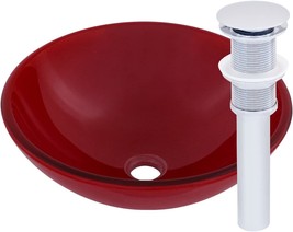 Novatto Rosso Glass Vessel Bathroom Sink Set, Chrome - £302.94 GBP