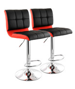 Elama 2 Piece Adjustable Faux Leather Two Toned Bar Stool in Black and Red - $305.03 CAD