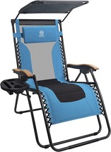 Aqua/Black Coastrail Outdoor Zero Gravity Chair Premium Reclining Lounger With - £83.06 GBP