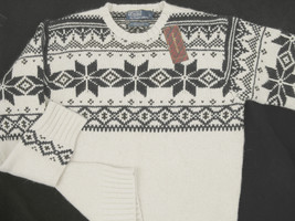 NEW $195 Polo Ralph Lauren Snowflake Design Sweater! Cotton &amp; Cashmere  Slim Fit - £78.75 GBP